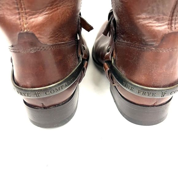 - Frye brown knee high equestrian style pull on leather boots Sz 8 - Picture 7 of 13
